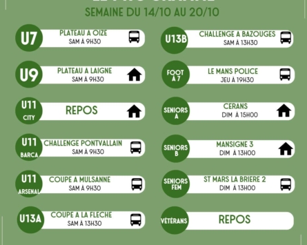 Le programme du 14 au 20 octobre