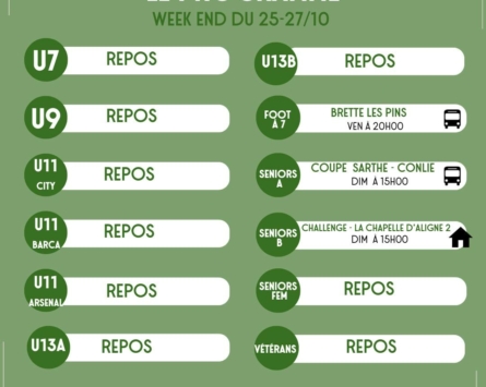 Le programme du 21 au 27 octobre